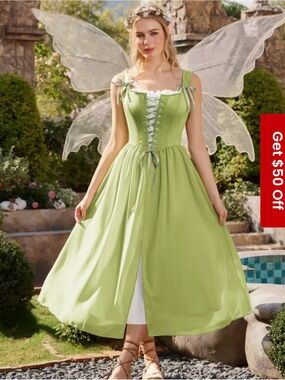 Green corset style renaissance fairy dress/ costume